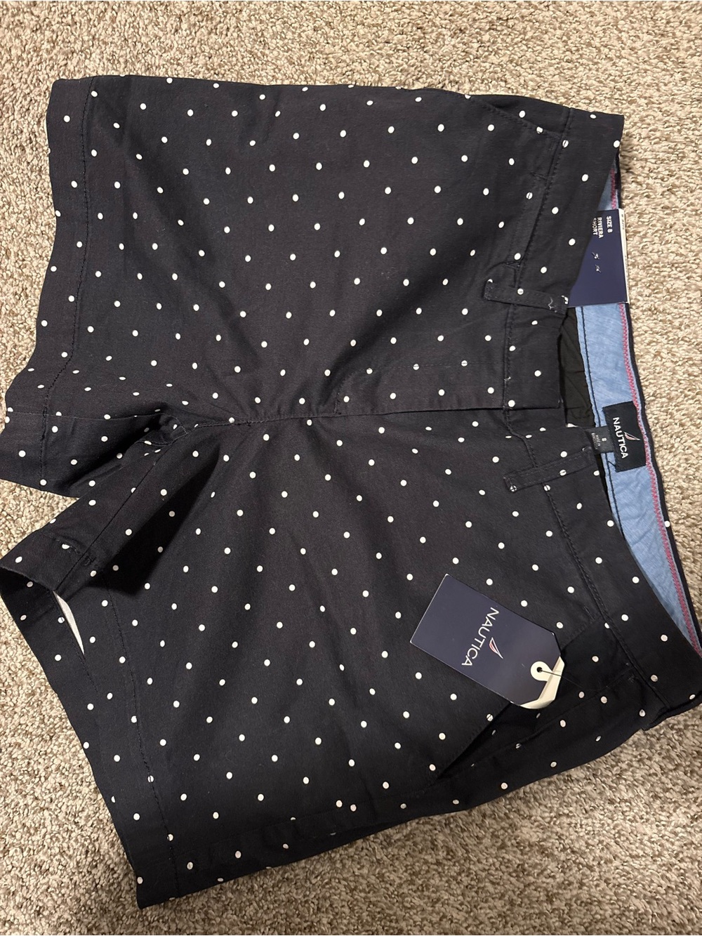 Nautica Women’s navy blue Polka Dot Bermuda Shorts